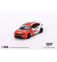 Mini GT 686 Honda Civic TYPE R #1 2023 Pace Car Red Model Araba