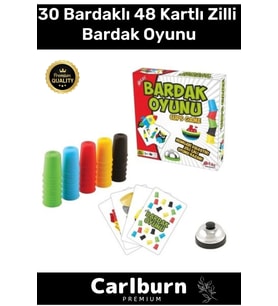 Premium Eğlenceli Özel Gün Renkli Büyük Karton Bira Kupası 30 Bardaklı 48 Kartlı Zilli Oyun Bardağı