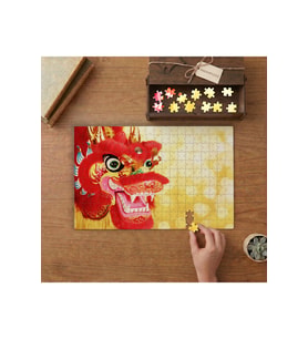 Çin Yeni Yılı Ejderha Dansı Tasarımı 240 parça Ahşap Puzzle Ahşap Kutuda MP11364