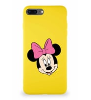 Apple iPhone 8 Plus Soft Premier Kapak Minnie Mouse-C Tasarımlı Silikon Kılıf - Sarı (Şeffaf)