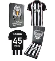 Beşiktaş Orijinal Kişiye Özel 25/26 Siyah Beyaz Çubuklu Forma Kartal Baskılı Ahşap Kutu (Siyah - Beyaz)