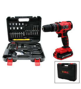 Kırmızı Renk Şarjlı Matkap Seti - 1350 RPM - Çantalı - 24W