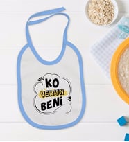 BK Kids Ko Verun Beni Tasarımlı Mavi Bebek Mama Önlüğü-1