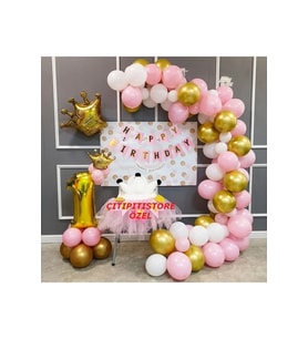 Kral Taçlı 1 Yaş Doğum Günü Balon Seti