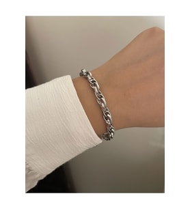 Gümüş Kaplama İç İçe Geçmeli Zincir Halat Unisex Çelik Bileklik - 3213