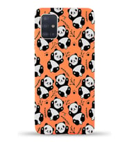 Samsung Galaxy A51 Uyumlu Lansman Kılıf Panda Tasarımlı İçi Kadife Kapak-Turuncu (Şeffaf)