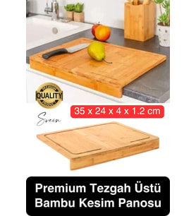Ahşap Kesme Tahtası Panosu Doğrama Ayaklı Tezgah Üstü Hijyenik Deforme Olmaz Dayanıklı 35x24 cm