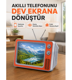 Retro TV Telefon Ekran Büyütücü 12'' HD Görüntü Büyütme Standlı Katlanabilir Telefon Tutucu