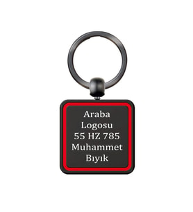 İsme Kişiye Özel Logolu Metal Unisex Anahtarlık  (Siyah)