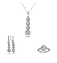 Gümüş Sıralı Dört Taş Bayan Set (Standart)