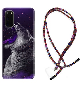 Samsung A02S A03S A10 A12 A13 A21S A22 Kılıf Boyun Asklı Rasta Silikon Purple Leopar 1750