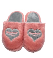 SİA ÇANTA EVA TABAN COMFORTLİNE KAYDIRMAZ HALI TERLİĞİ KÜRKLÜ KALP EMOJİ'Lİ ÜŞÜMEYEN AYAKLAR KADIN TERLİK (A.Pembe)