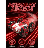 Uzaktan Kumandalı Şarjlı Buharlı Akrobat Araba 360 Derece Dönen Işıklı Müzikli 4x4 Drift