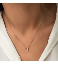 925 Ayar Gümüş Rose 3 Boyutlu Ü Harf Kadın Gümüş Kolye