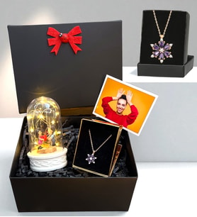 Kişiye Özel Premium Hediye Seti - Kişiye Özel Lotus Kolyeli Fotoğraflı Hediye Kutusu (Model 1)