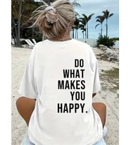 Baskılı Oversize Bisiklet Yaka T-shirt - Beyaz