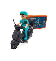 Pille Çalışan Üzerinde Adam Olan Motorsiklet - Mavi Su Dünyası (Çok Renkli)