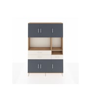 Arges Dolap 9 Raflı 3 Çekmeceli 6 Kapaklı 132x30x195 Çam-Antrasit/Aytaşı