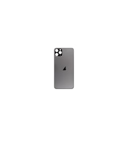 Uyumlu İphone 11 Pro Max Arka Kapak Lazer Kesim ( Pil Kapağı )  Cam -- Space Gray