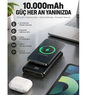 10.000 Mah Powerbank 4 Portlu Hızlı Şarj Dijital Göstergeli