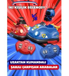 İki Çift Kişilik Sevgili Eş Oyunu Çarpışan Arabalar Şarjlı Kafası Atan Hızlı Işıklı Efektli Oyuncak