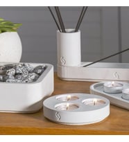 HESTIA ÜÇLÜ BETON TEALIGHT MUMLUK (Beyaz)