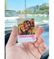 Beyaz Pleksi Kişiye Özel Fotoğraflı Dikkatli Sür Yazılı Araba Hediyesi Araba Süsü Dikiz Aynası Süsü