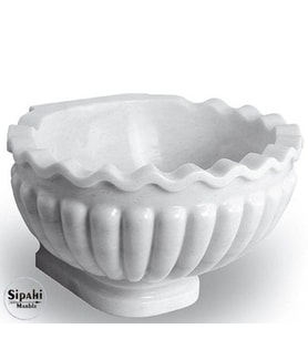 Sipahi Marble Beyaz Mermer İnce Kavun Dilimli Fırfırlı Ayaklı Kurna