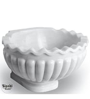 Sipahi Marble Beyaz Mermer İnce Kavun Dilimli Fırfırlı Ayaklı Kurna