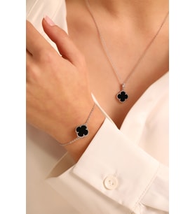 925 Ayar Gümüş Van Cleef 2 Lü Set Kolye Bileklik