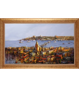 Çerçeveli Paspartulu Manzara Tablo ah1113 (Gold)
