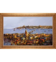 Çerçeveli Paspartulu Manzara Tablo ah1113 (Gold)