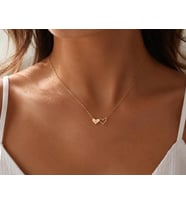 Kişiye Özel 925 Ayar Gümüş Minimalist Kalp Harf Kolye (Gold)