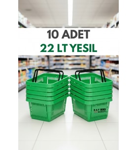 10 ADET / 22 Litre Plastik Market Alışveriş Sepeti Profesyonel Market Mağaza El Sepeti Kırmızı (Yeşil)