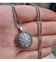 925 Ayar Gümüş Otantik Motif İşlemeli Muska Kolye ve 55 cm Popcorn Zincir