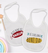 BK Kids Darlama Beni ve Darluk Tasarımlı 2’li Beyaz Mama Önlüğü-1