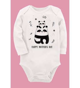 Organik Baskılı Pamuklu Unisex Bebek Body UZUNKOLE118