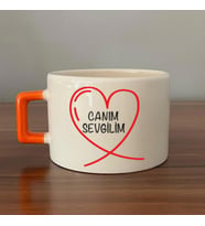 Canım Sevgilim Baskılı Turuncu Kulplu C Fincan