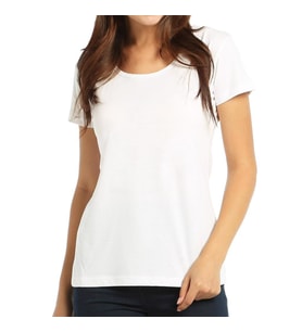 Bant Giyim - Açık Bisiklet Yaka Beyaz Kadın Tişört T-shirt
