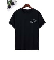 Unisex Saturn Baskılı T-shirt (Siyah)