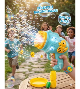 Köpük Tabancası Bubble Pilli Ördekli Köpük Tabancası 15 Cm