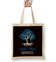 Child Abuse Awareness Tree Blue Ribbon April Child Welfare Bez Çanta Uzun Saplı