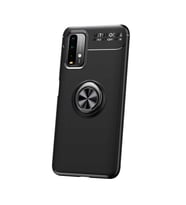 Xiaomi Redmi Note 9 4G Kılıf Yüzüklü Standlı Manyetikli Silikon (Siyah)