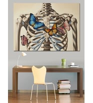 Çiçekli Kaburga Anatomik Sanat Dekoratif Kanvas - Mdf Ahşap Tablo