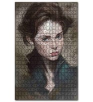Cakapuzzle Mavi Gözlü Genç Kız Yağlıboya Puzzle Yapboz MDF (Ahşap) (120 Parça)
