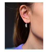 Papatya Silver 925 Ayar Gümüş Kalemli Yıldız Kadın Küpe (Gümüş)