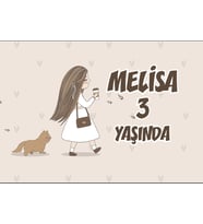Kahve İçen Kız Kedi Temalı Doğum Günü Afişi 35X50 cm