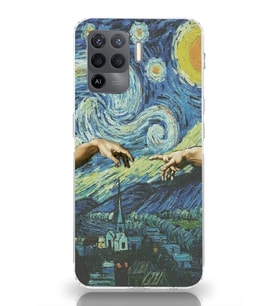 Oppo Reno 5 Lite Uyumlu Sanatsal Vintage Desenli Şeffaf Telefon Kılıfı