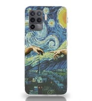 Oppo Reno 5 Lite Uyumlu Sanatsal Vintage Desenli Şeffaf Telefon Kılıfı