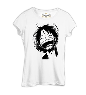 One Piece - Luffy Laugh Beyaz Kadın Tshirt